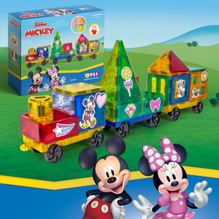Official Disney Junior Mickey Mouse Train Magnetic Tile Set - 41-Piece