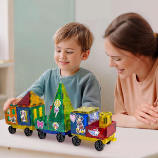 Official Disney Junior Mickey Mouse Train Magnetic Tile Set - 41-Piece