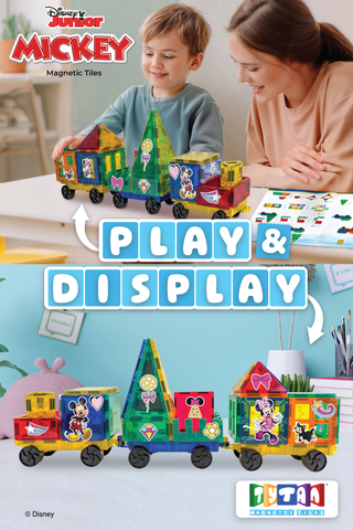 Official Disney Junior Mickey Mouse Train Magnetic Tile Set - 41-Piece