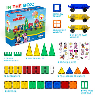 Official Disney Junior Mickey Mouse Train Magnetic Tile Set - 41-Piece