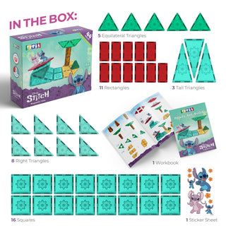 Official Disney Stitch Magnetic Tile Set - 44-Piece