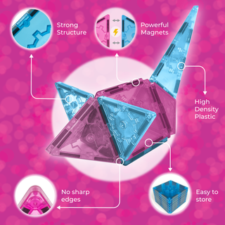 Official Disney Princess Castle Magnetic Tile Set - 70-Piece