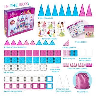 Official Disney Princess Castle Magnetic Tile Set - 70-Piece