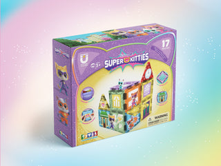 [COMING SOON, PREORDER TODAY!] Official Disney Junior SuperKitties Magnetic Tile Set – 17-Piece
