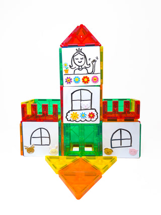 Tytan™ 60 piece Magnetic Tiles & Building Blocks With Bonus Decorative Tiles Marker and Sticker Pack