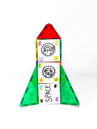 Tytan™ 60 piece Magnetic Tiles & Building Blocks With Bonus Decorative Tiles Marker and Sticker Pack